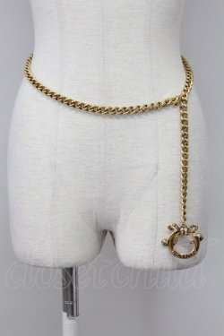 画像1: INGEBORG / ラインストーンリボンチェーンベルト  ゴールド T-25-08-24-038-LO-ZA-SA-ZT
