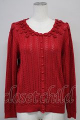 INGEBORG / 襟ぐりモチーフ付きカーディガン  赤 T-25-08-24-007-LO-TO-SA-ZI