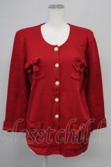 PINK HOUSE / リボンポケットカーディガン  赤 T-25-08-24-008-LO-TO-SA-ZI