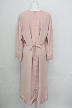 画像2: KANEKO ISAO / ノーカラー裾袖フリルロングワンピース  ピンク T-25-08-24-012-EL-OP-SA-ZT