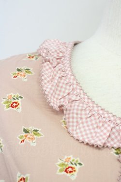 画像5: WONDERFUL WORLD / 薔薇柄ウエスト切替半袖ワンピース  ピンク T-25-08-24-013-LO-OP-SA-ZT