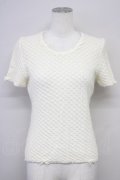 INGEBORG / 襟ぐりダブルリボン半袖ニットトップス  アイボリー T-25-08-24-002-LO-TO-SA-ZT