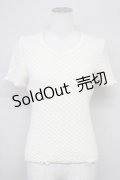INGEBORG / 襟ぐりダブルリボン半袖ニットトップス  アイボリー T-25-08-24-002-LO-TO-SA-ZI
