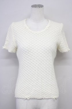 画像1: INGEBORG / 襟ぐりダブルリボン半袖ニットトップス  アイボリー T-25-08-24-002-LO-TO-SA-ZT