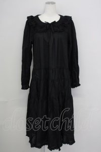 PINK HOUSE / フリル襟付きローンミディワンピース  ブラック T-25-08-24-020-LO-OP-SA-ZS