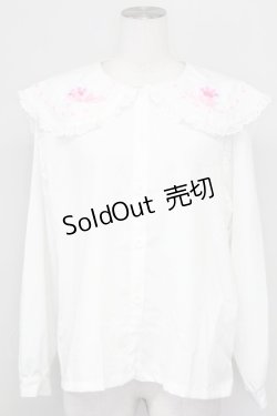 画像1: ACDC RAG / ホイップネコブラウス  白Ｘピンク T-25-08-25-001-PU-BL-SA-ZI
