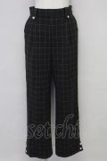 axes femme / 裾釦起毛チェックワイドパンツ M ブラック T-25-08-25-022-AX-PA-SA-ZT