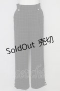 axes femme / 裾釦起毛チェックワイドパンツ M ブラック T-25-08-25-022-AX-PA-SA-ZI