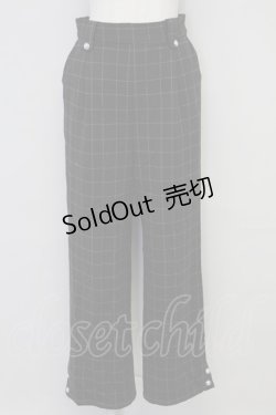 画像1: axes femme / 裾釦起毛チェックワイドパンツ M ブラック T-25-08-25-022-AX-PA-SA-ZI