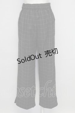 画像2: axes femme / 裾釦起毛チェックワイドパンツ M ブラック T-25-08-25-022-AX-PA-SA-ZI
