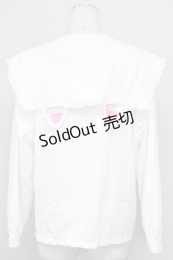 画像2: ACDC RAG / ホイップネコブラウス  白Ｘピンク T-25-08-25-001-PU-BL-SA-ZI