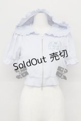 Ank Rouge / ロゴ刺しゅうキラキラショートパーカー  サックス T-25-08-25-005-CA-TO-SA-ZI