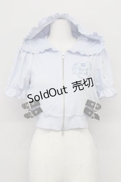 画像1: Ank Rouge / ロゴ刺しゅうキラキラショートパーカー  サックス T-25-08-25-005-CA-TO-SA-ZI