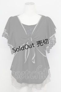 axes femme / 袖レース前結びトップス M ブラック T-25-08-25-009-AX-TO-SA-ZT