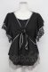 画像1: axes femme / 袖レース前結びトップス M ブラック T-25-08-25-009-AX-TO-SA-ZT (1)