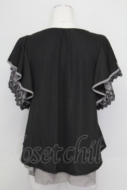 画像2: axes femme / 袖レース前結びトップス M ブラック T-25-08-25-009-AX-TO-SA-ZT