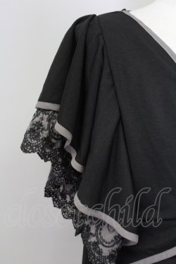 画像3: axes femme / 袖レース前結びトップス M ブラック T-25-08-25-009-AX-TO-SA-ZT