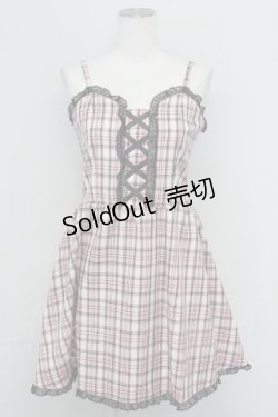 画像1: Jamie エーエヌケー / チェックキャミワンピース  ピンク T-25-08-25-015-LO-OP-SA-ZI