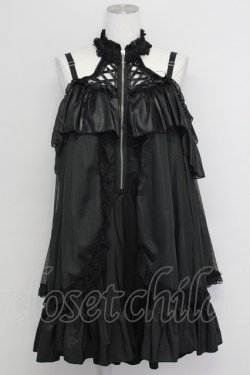 画像1: MR corset / H&A DOUBLE NECK LACE MINI TUNIC DRESS  黒 T-25-08-25-020-PU-OP-SA-ZT