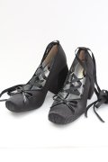 BerryQ / 乙女のメヌエット サテンヒールパンプス 37 ブラック T-25-08-27-020-LO-SH-SA-ZT