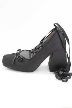 画像4: BerryQ / 乙女のメヌエット サテンヒールパンプス 37 ブラック T-25-08-27-020-LO-SH-SA-ZI