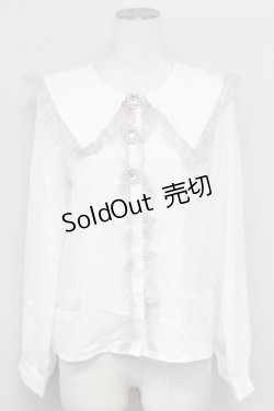 画像1: MA*RS / セーラー襟パールビジューボタンブラウス  白Ｘピンク T-25-08-27-003-EL-BL-SA-ZI