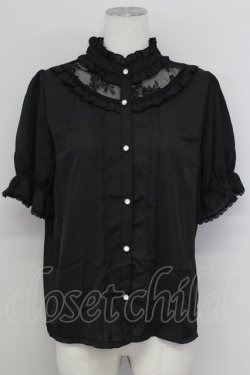 画像1: axes femme / ローズカメオ×ジャボブラウス L 黒 T-25-08-27-004-AX-BL-SA-ZT