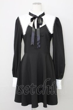 画像1: DARK IN LOVE / Gothic lolita black and white bow neck dress  黒Ｘ白 T-25-08-27-009-PU-OP-SA-ZT