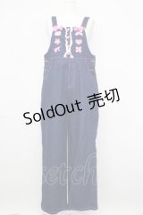 To Alice / リボン&刺繍デニムオーバーオール  青デニムＸピンク T-25-08-27-013-LO-OP-SA-ZT