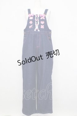 画像1: To Alice / リボン&刺繍デニムオーバーオール  青デニムＸピンク T-25-08-27-013-LO-OP-SA-ZT