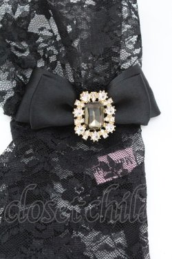 画像3: Maison de FLEUR / ビジューリボンレースグローブ  黒 T-25-08-27-016-LO-ZA-SA-ZT