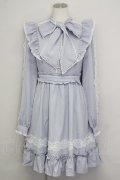 Amavel / Pretty Laceボウタイワンピース  サックス T-25-08-30-026-CA-OP-SA-ZT