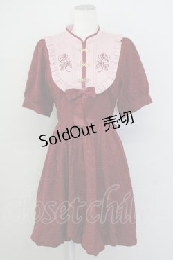 画像1: Amavel / Oriental Roseチャイナバルーンワンピース  ボルドー T-25-08-30-028-CA-OP-SA-ZI