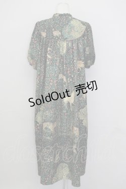 画像2: microcosm / ミルフルール柄ロングドレス  黒ｘ緑ｘブラウン T-25-08-30-029-LO-OP-SA-ZI