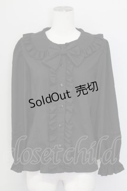 画像1: heavenly garden / フリル襟長袖ブラウス  黒 T-25-08-30-004-LO-BL-SA-ZI