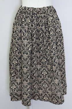 画像1: Physical Drop / 総柄スカート  黒Ｘブラウン T-25-08-30-034-LO-SK-SA-ZT