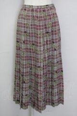 PINK HOUSE / チェックたんぽぽ風スカート  赤ＸグレーチェックＸ紫 T-25-08-30-036-LO-SK-SA-ZS