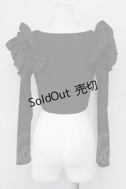 画像2: lilLilly / 3段フリルニットショートトップス  黒 T-25-08-30-005-LO-TO-SA-ZI