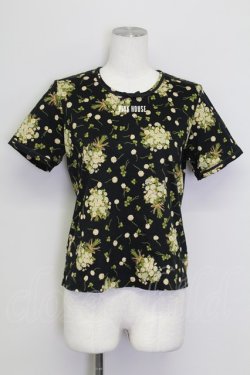 画像1: PINK HOUSE / シロツメクサ&クローバー半袖カットソー  黒 T-25-08-30-008-LO-TO-SA-ZT