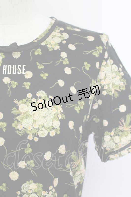 画像3: PINK HOUSE / シロツメクサ&クローバー半袖カットソー  黒 T-25-08-30-008-LO-TO-SA-ZT221 (3)