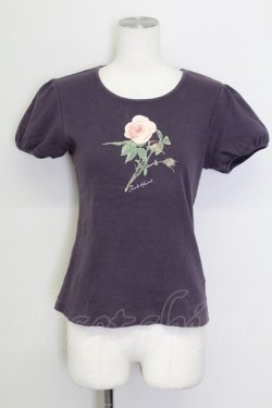 画像1: PINK HOUSE / ローズプリント半袖カットソー  パープル T-25-08-30-011-LO-TO-SA-ZT