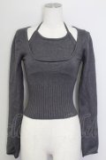 GRL / 重ね着風ニットトップス  グレー T-25-08-30-012-LO-TO-SA-ZT