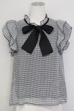 画像1: Rojita / BIGリボン肩フリル  黒Ｘ白 T-25-08-30-013-LO-TO-SA-ZT