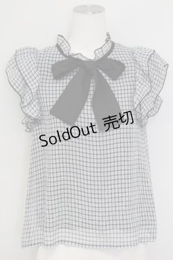 画像1: Rojita / BIGリボン肩フリル  黒Ｘ白 T-25-08-30-013-LO-TO-SA-ZI