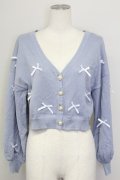 Amavel / Dreamy Ribbon Wrappingカーディガン  ブルー T-25-08-30-014-CA-TO-SA-ZT