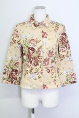 INGEBORG / フラワープリントチェックジャケット  アイボリー T-25-08-30-016-LO-JA-SA-ZI