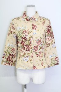 INGEBORG / フラワープリントチェックジャケット  アイボリー T-25-08-30-016-LO-JA-SA-ZI