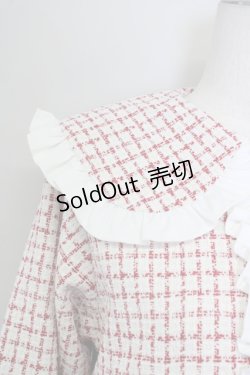 画像3: DearMyLove / 丸襟フリルビジューツイードジャケット  赤Ｘ白 T-25-08-30-018-EL-JA-SA-ZI