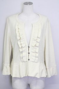 INGEBORG / ラメフリルジャケット  アイボリー T-25-08-30-019-LO-JA-SA-ZI