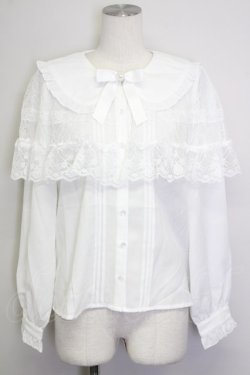 画像1: Amavel / Classy Laceケープ付きブラウス  白 T-25-08-30-024-CA-BL-SA-ZT